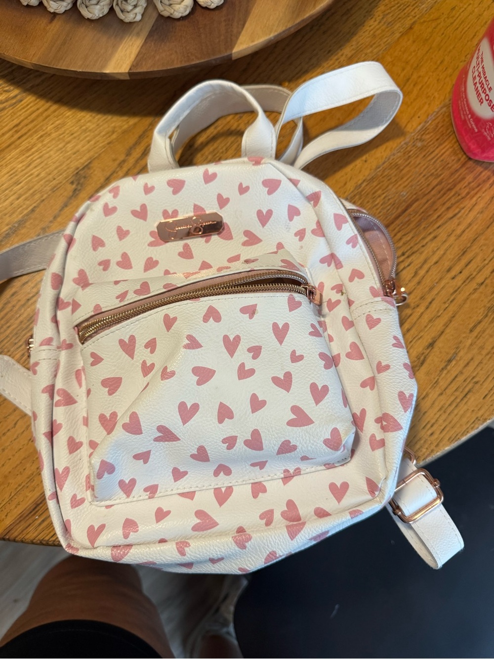 White and Pink Heart Mini Backpack - Charming Everyday Bag